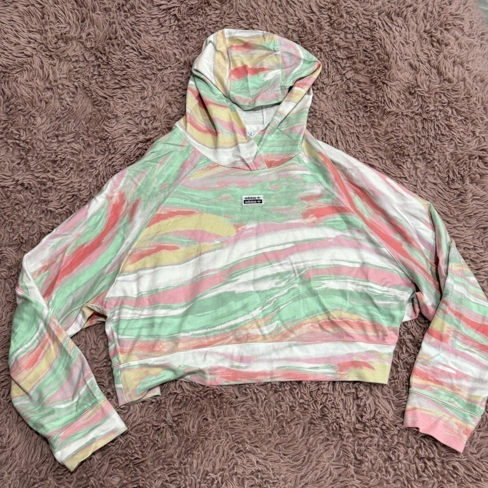 Adidas Originals Pastel Marbled Cropped Hoodie